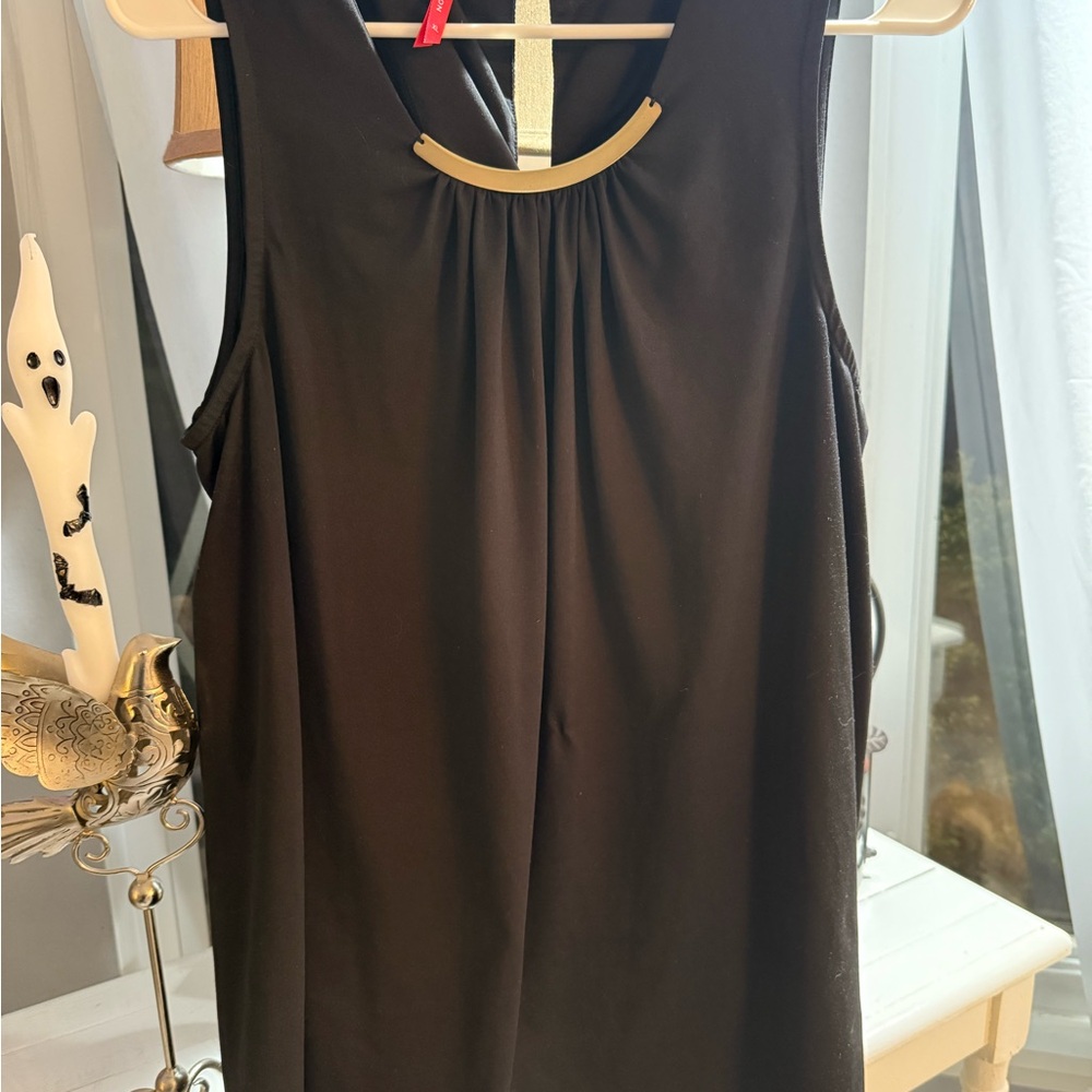 Ruby Ribbon Black Dress with Gold Detail